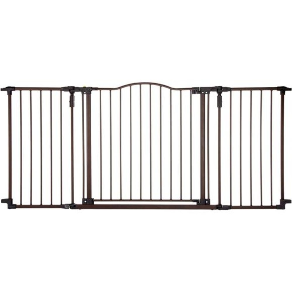 72” wide Deluxe Décor Baby Gate: Sturdy safety gate with one hand operation